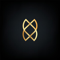 Samsara gold icon. Guts of Buddha, Buddha's entrails. The Endless Knot or Eternal Knot, the knot of happiness