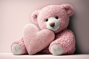Obraz premium Sentimental Vintage Teddy Bear and Heart for a Romantic Valentine's Day