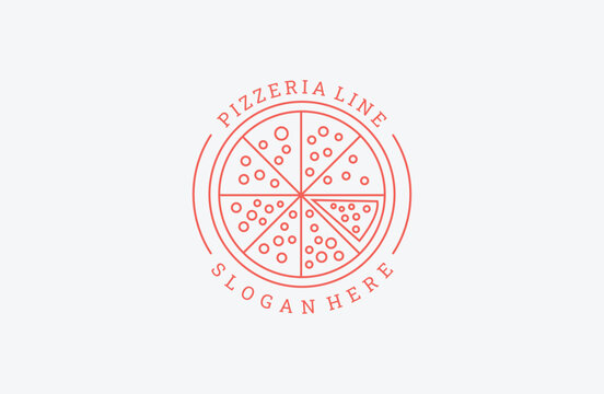 Retro Vintage Pizza Logo And Typography Template Line art icon .