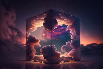 dreamy colorful sky cube IA