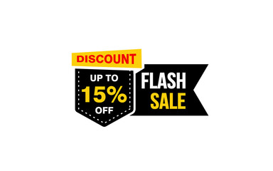 15 Percent FLASH SALE offer, clearance, promotion banner layout with sticker style. 
