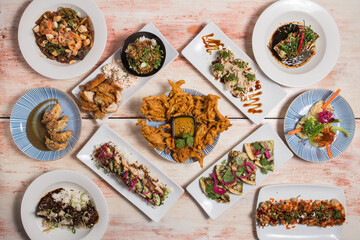 Set of fusion thai dishes