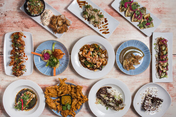 Set of fusion thai dishes