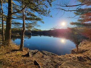 Lake and Woods in Winter - Cape Ann, Massachusetts, USA