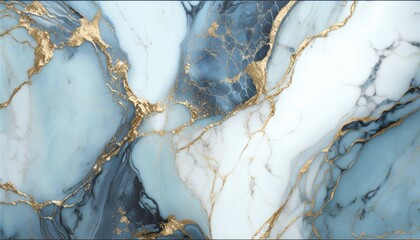 Obraz premium Mystic Blue Marble with Glittering Gold Veins, AI Generative 