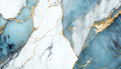 Blue Glimmer: A Shimmering Marble Background with Gold Highlights, AI Generative
