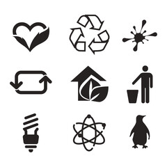 Environmental Issues icon set. Collection of Environment and Climate related vector glyph icons