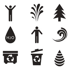 Environmental Issues icon set. Collection of Environment and Climate related vector glyph icons