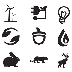 Environmental Issues icon set. Collection of Environment and Climate related vector glyph icons