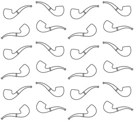 Vector seamless pattern of flat outline smoking pipe isolated on white background