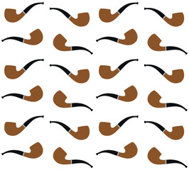 Vector seamless pattern of flat smoking pipe isolated on white background
