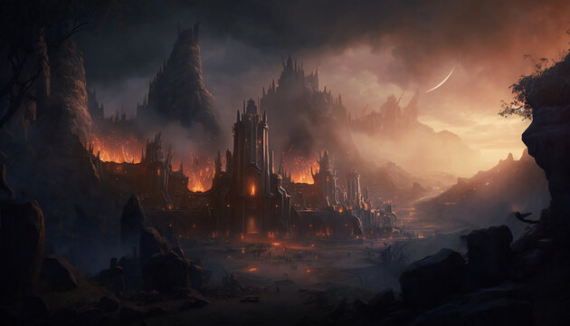 Asgard world of the gods - home of the Aesir - landscape - German Mythologies - Generative AI