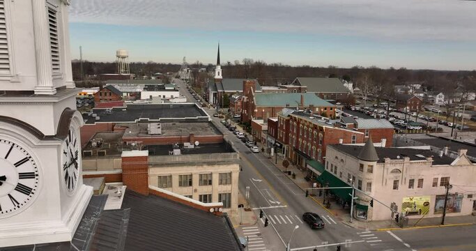 Versailles Kentucky Aerial View Main Street Downtown City Center United States UHD 4K