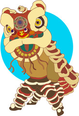 Illustration vector graphic of Barongsai, fit for template, design resources 