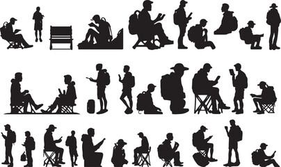 Traveller Silhouettes with White Background