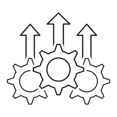 Linear gears up arrow icon. Vector illustration.