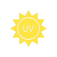 Icon with yellow sun icon uv. Vector illustration.