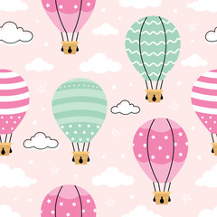 Hot air balloon seamless pattern wallpaper background