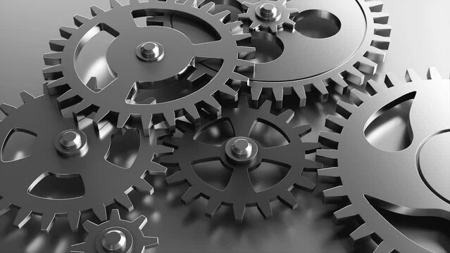 Industrial video background with gears. 3d animation.