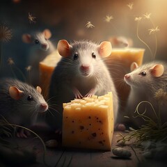 Fototapeta premium mouse and cheese (a)