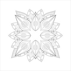 Hand Drawn Flowers for Adult Anti Stress of coloring page in Monochrome  Isolated on White Background.-vector