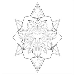 Hand Drawn Flowers for Adult Anti Stress of coloring page in Monochrome  Isolated on White Background.-vector