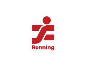 Running Man abstract Delivery Sport Fitness Logo design vector template ribbon geometric style.