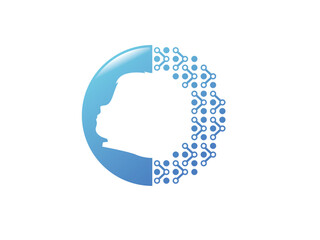 Logo child development center with brain on white background.