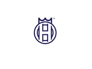 Premium monogram letter H initials logotype. Elegant shield crown vector logo.
