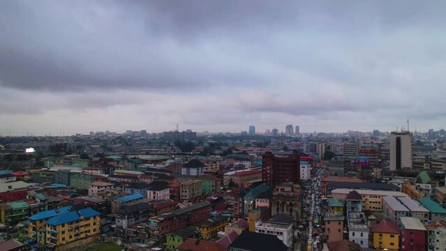 Timelapse of city in lagos with moving clouds