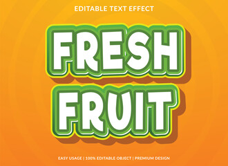 fresh fruit text effect template with abstract background, editable template use for business logo