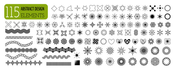 Set of vector brutal geometric shapes. Y2K aesthetics. Trendy abstract design elements, futuristic shapes. - obrazy, fototapety, plakaty