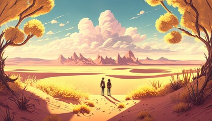 A romantic desert escape for two in virtual reality - dreamy metaverse date