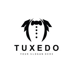 Tuxedo logo, Suit And Tie Vector, Men Suit Dress Tailor Design, Bow Tie Bowtie Icon, Vintage Classic Illustration