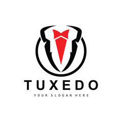 Tuxedo logo, Suit And Tie Vector, Men Suit Dress Tailor Design, Bow Tie Bowtie Icon, Vintage Classic Illustration