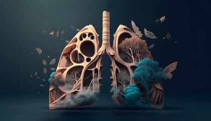 an Unhealthy lung breathing smoke and pollution, Air pollution environmental pollution concept