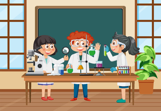 Student doing science experiment in laboratory
