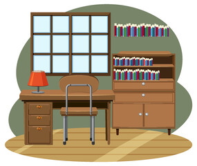 Work space room with desk and chair