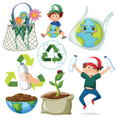 Save the earth graphics and icons collection