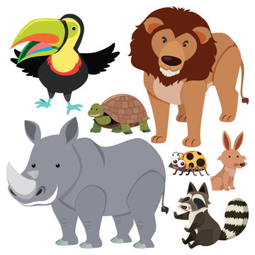 Set of animals cartoon simple style