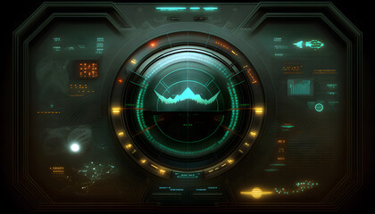 Technology abstract menu frame automotive HUD Background, glowing HUD elements. Artificial intelligence. Virtual graphic touch user interface. Dashboard display. Sci-fi and Hi-tech design