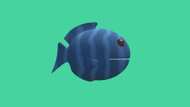 Big fish eating a smaller fish in the sea. Looping 3d animation
