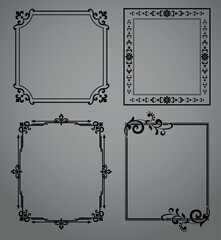 Set of decorative frames Elegant vector element for design in Eastern style, place for text. Floral black and gray borders. Lace illustration for invitations and greeting cards