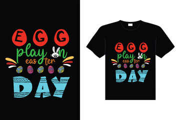 Easter day typography egg lettering t-shirt design holiday greeting cute bunny vector art