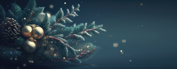 marry christmas and happy new year 2024 background template illustration. copy space, banner. generative ai