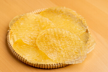 Slice of dry fish fillet