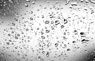 Water drops on glass, rain drops on clear window