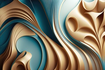 Gold blue abstract background 3D illustrations