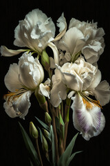 Fototapeta na wymiar Beautiful Closeup Bouquet white iris flower with dark background
