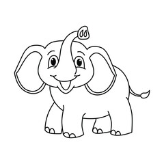 Fototapeta premium Funny elephant cartoon characters vector illustration. For kids coloring book.